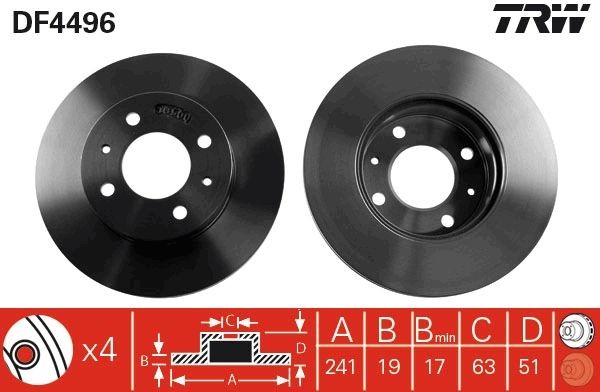TRW Δισκόπλακα DF4496 Δισκόφρενα TRW ATOS DF4496 φθηνά