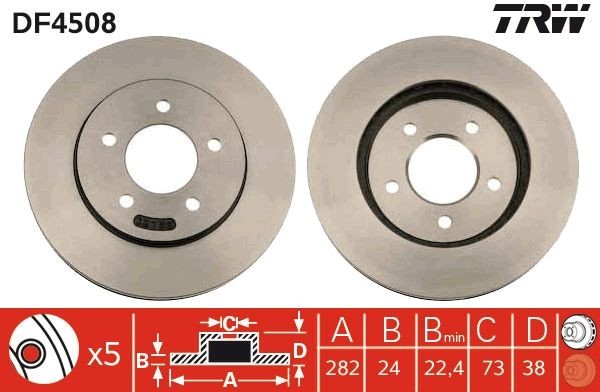 TRW Disque de frein DF4508 DF4508 TRW Disque de frein sport Chrysler pas cher