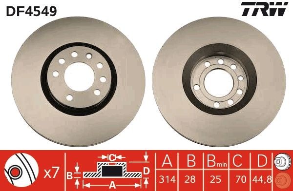 TRW Brake disc DF4549 DF4549 TRW brake discs for SAAB 99