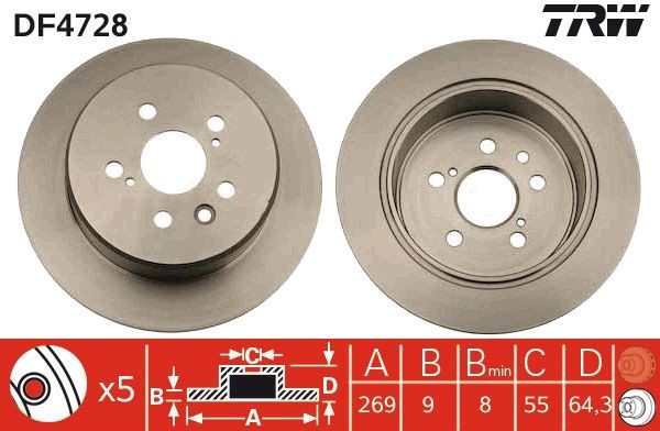 TRW Bremseskive DF4728 TRW DF4728 originale Sportsbremseskiver Toyota Carina E hva koster