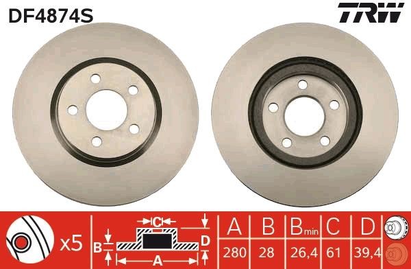 TRW Disco freno DF4874S DF4874S Dischi freno sportivi TRW Dodge