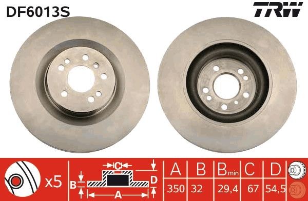 Brake disc TRW DF6013S TRW DF6013S MERCEDES-BENZ GL 2009 brake discs price
