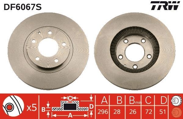 TRW Bromsskiva DF6067S Mazda Xedos 9 Bromsskivor sport TRW DF6067S