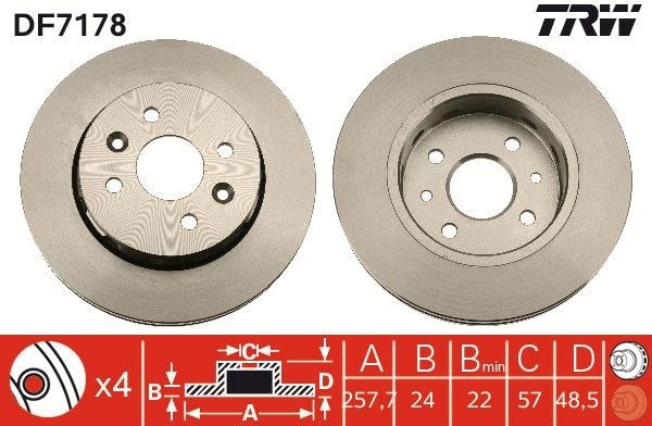 TRW Brake disc DF7178 TRW DF7178 Sephia / Mentor I Hatchback (FA) brake discs