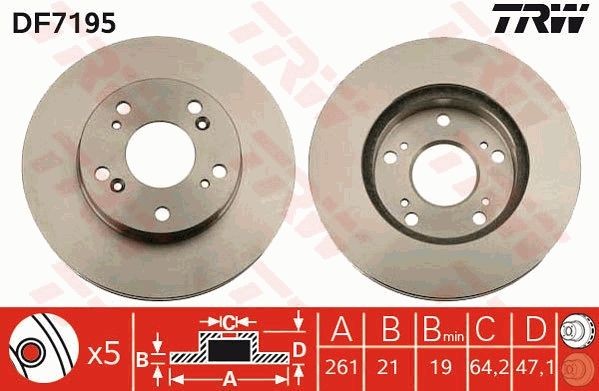 TRW Δισκόπλακα DF7195 Δισκόφρενα Honda ZF1 DF7195 TRW