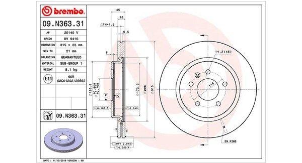 MAGNETI MARELLI Jarrulevy 360406177601 Jarrulevy MAGNETI MARELLI 315x23mm, rei'itetty/tuuletettu sisältä