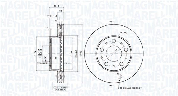 MAGNETI MARELLI Disque de frein 360406180301 360406180301 MAGNETI MARELLI Disque Citroën pas cher