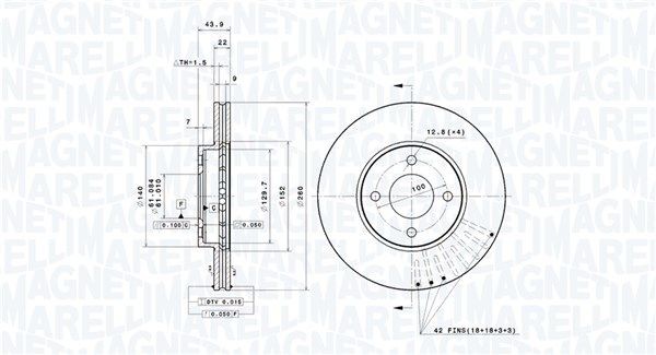 MAGNETI MARELLI Bremseskive 360406180701 Bremseskive MAGNETI MARELLI Nissan MICRA 360406180701
