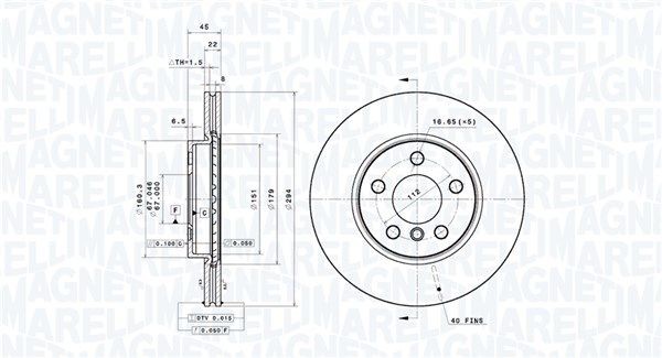 MAGNETI MARELLI Bremžu diski 360406180801 Bremžu disks MAGNETI MARELLI 7. Sērija 360406180801 lēti