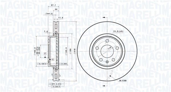 MAGNETI MARELLI Bremžu diski 360406182001 MAGNETI MARELLI Bremžu disks Volkswagen 360406182001