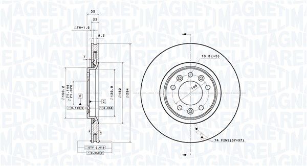 MAGNETI MARELLI Bremseskive 360406182601 Sports bremseskiver MAGNETI MARELLI 307 360406182601 billig