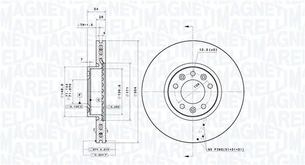 MAGNETI MARELLI Bromsskiva 360406182901 360406182901 Bromsskivor MAGNETI MARELLI TOYOTA AYGO