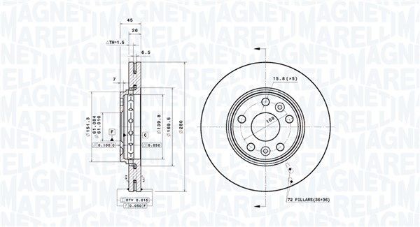 MAGNETI MARELLI Δισκόπλακα 360406185101 Δίσκος φρένων MAGNETI MARELLI 123 Series 360406185101 φθηνά