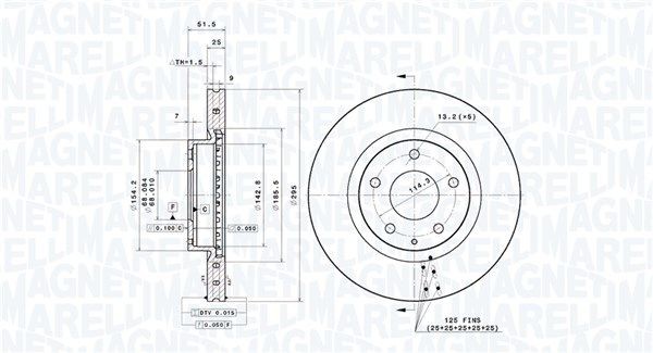MAGNETI MARELLI Δισκόπλακα 360406185201 Δισκόπλακα MAGNETI MARELLI MAZDA 360406185201