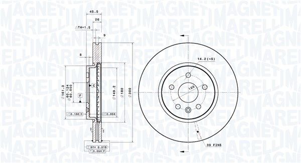 MAGNETI MARELLI Bromsskiva 360406185601 360406185601 MAGNETI MARELLI bromsskiva Opel VECTRA