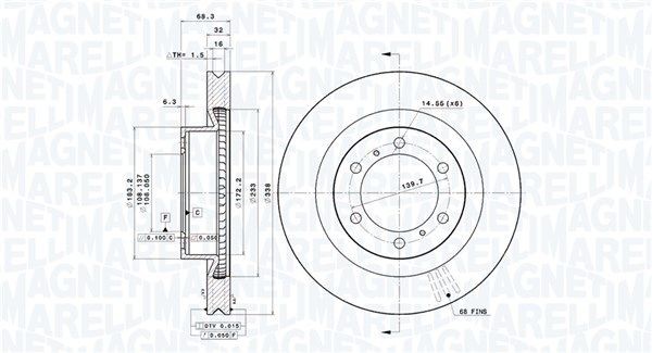 MAGNETI MARELLI Bremseskive 360406187301 Skive MAGNETI MARELLI Toyota VERSO 360406187301