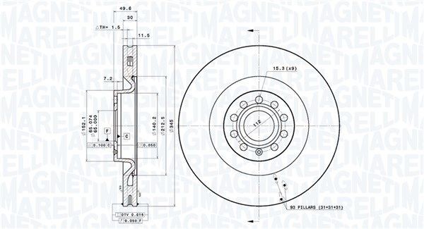 MAGNETI MARELLI Brake disc 360406188601 Seat ALHAMBRA MAGNETI MARELLI brake discs 360406188601