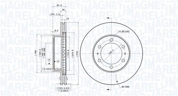 MAGNETI MARELLI Bremseskive 360406188801 Bremseskive MAGNETI MARELLI Toyota VERSO 360406188801
