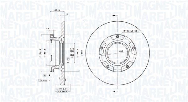 MAGNETI MARELLI Δισκόπλακα 360406189100 Δισκόπλακες MAGNETI MARELLI Ford ESCORT 360406189100