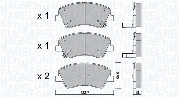 MAGNETI MARELLI Bremseklosser 363916061299 Bremsebelegg MAGNETI MARELLI Hyundai SONATA 363916061299