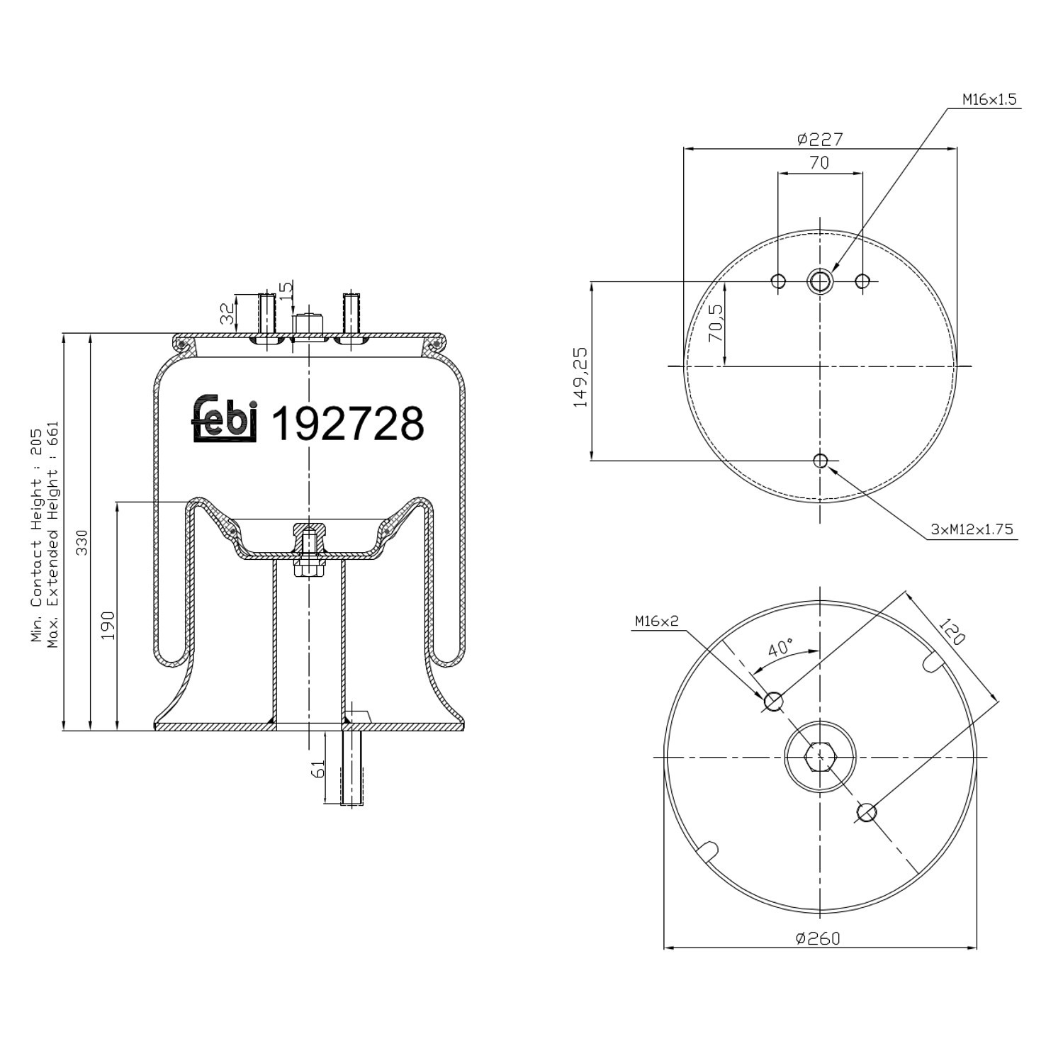 FEBI BILSTEIN Luftbälg 192728 FEBI BILSTEIN 192728 bälgar, luftfjädring Ford Focus dnw pris