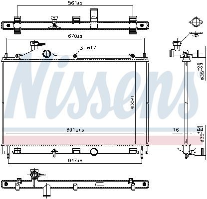 Radiateur NISSENS 607027 NISSENS 607027 Radiator Mitsubishi ECLIPSE 2009