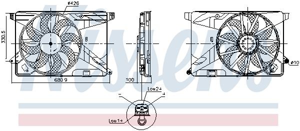 NISSENS Kjølevifte 850124 Radiator kjølevifte NISSENS Jeep COMPASS 850124