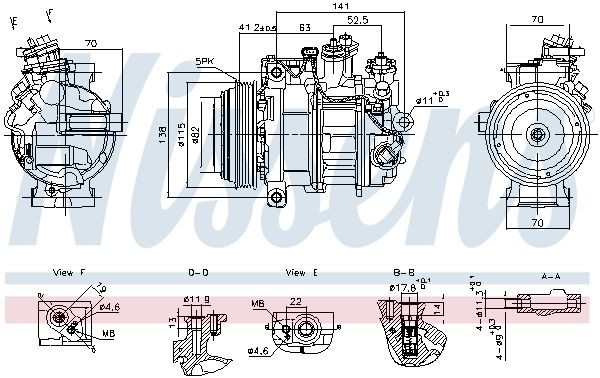 NISSENS AC-kompressor 890919 Sprinter 5-T 907 AC-kompressor NISSENS 890919