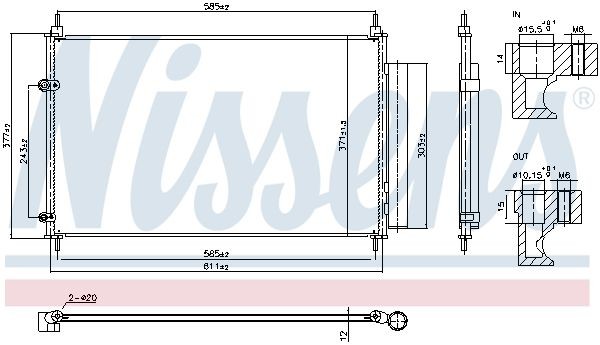 NISSENS Kondensor, klimatanläggning 940953 Toyota Avensis T27 Kombi AC-kondensor NISSENS 940953