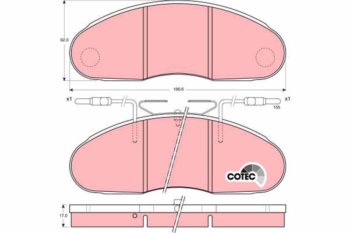 Τακάκια φρένων TRW GDB1077 TRW COTEC GDB1077 Τακάκια φρένων NISSAN CABSTAR E 2002