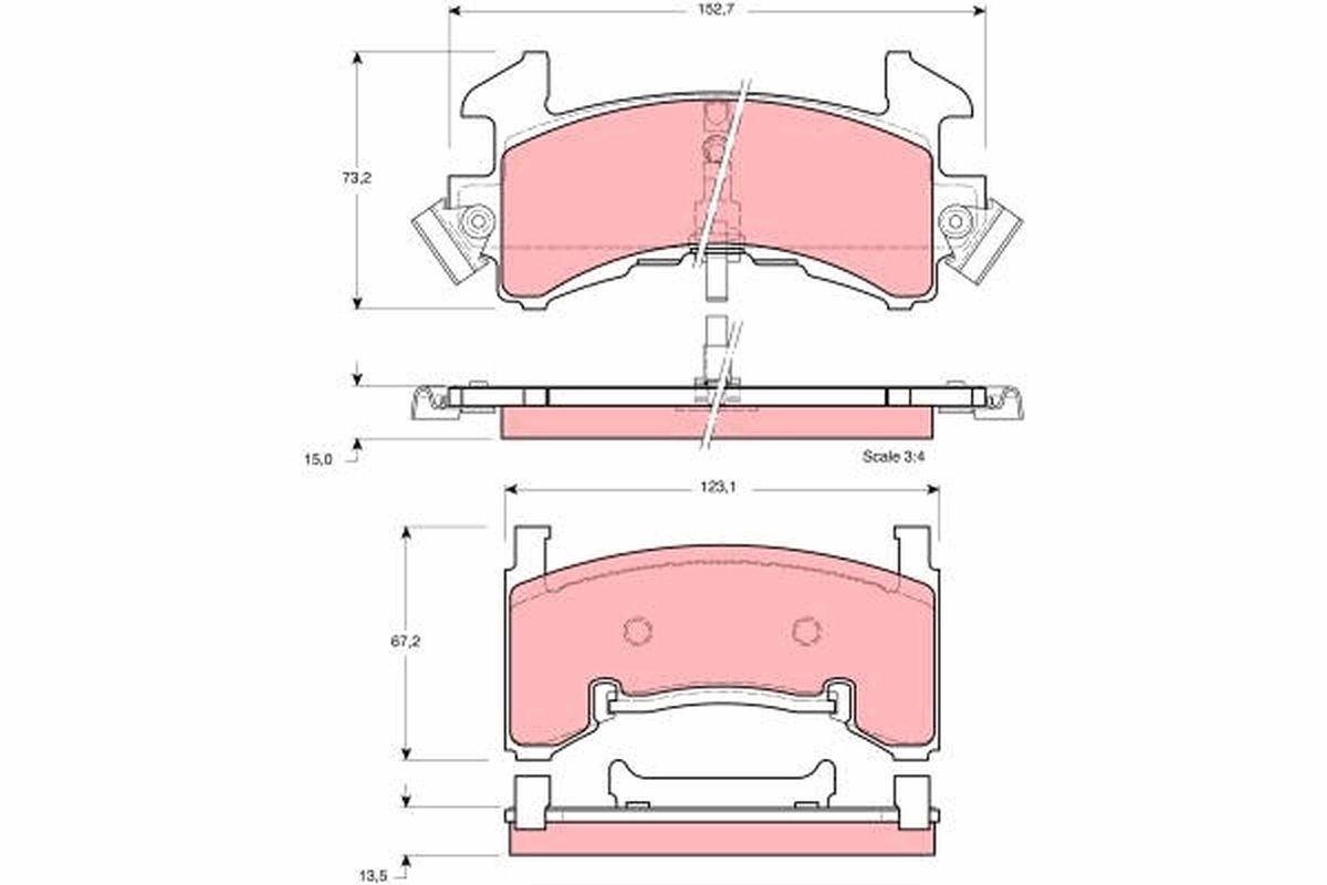 Bremseklosser TRW GDB1272 TRW GDB1272 Bremsebelegg CHEVROLET S10 2002