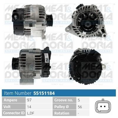 MEAT & DORIA Alternatore 55151184 55151184 costo Alternatore PEUGEOT 309 MEAT & DORIA