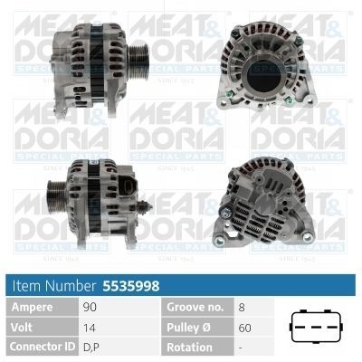 MEAT & DORIA Alternateur 5535998 Mazda PREMACY Dynamo MEAT & DORIA 5535998