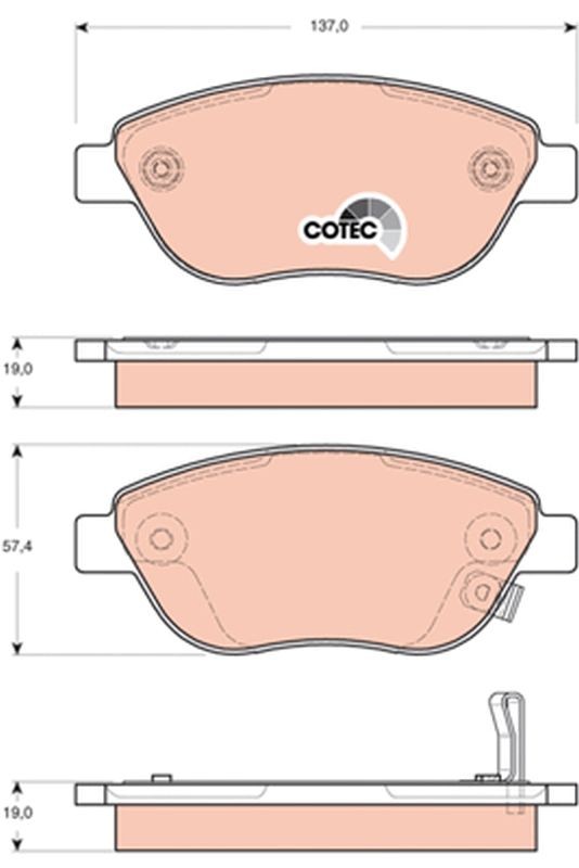 TRW Plaquettes de frein GDB1701 Fiat PANDA Plaquettes de frein TRW COTEC GDB1701