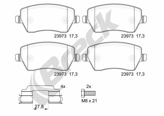 BRECK Bremseklosser 23973 00 651 00 Bremsebelegg BRECK Nissan SENTRA 23973 00 651 00