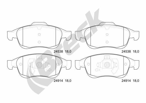 BRECK Bremseklosser 24914 00 651 00 Klosser BRECK Renault LAGUNA 24914 00 651 00