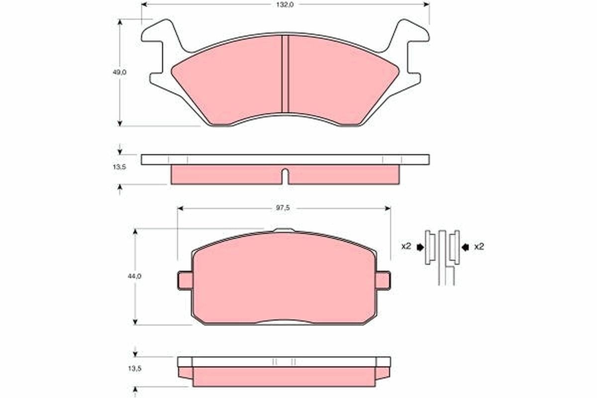 TRW Brake pad set GDB234 TRW GDB234 Brake pad set TOYOTA Starlet II Estate (KP60) 1.3 (KP61_) 56 hp 1983