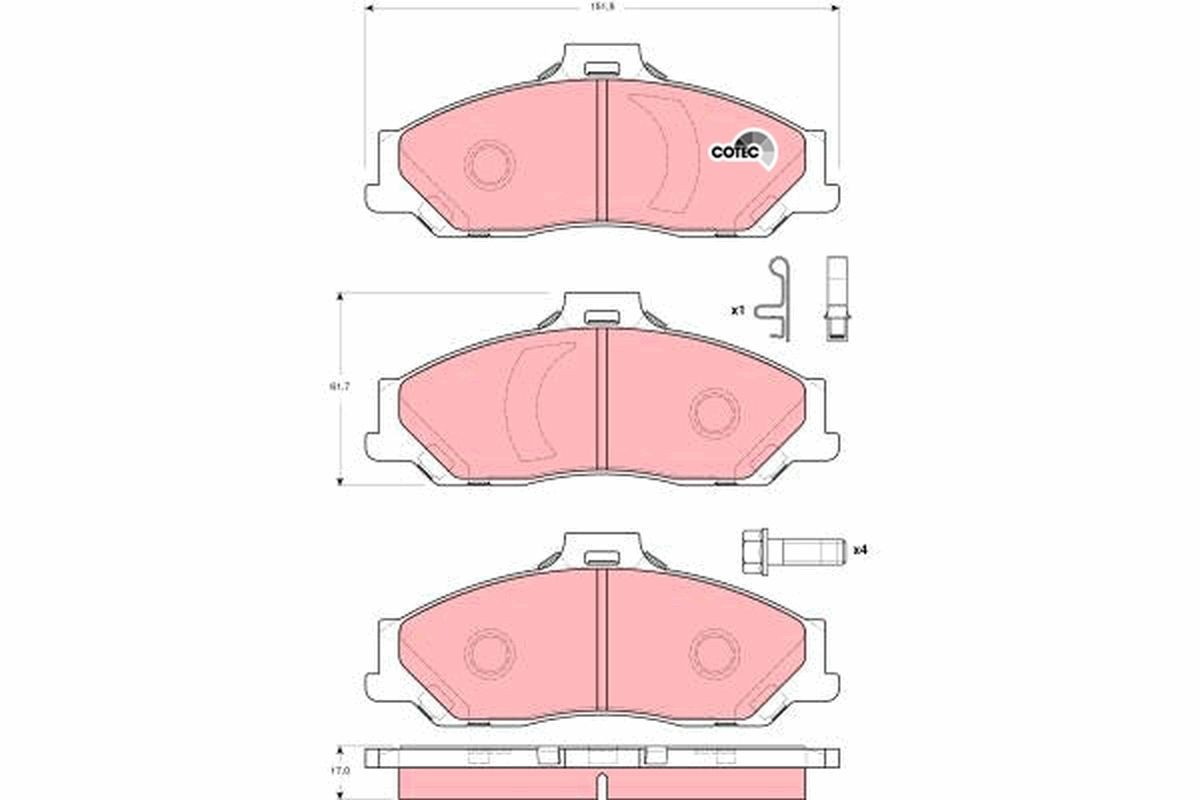 TRW Kit pastiglie freni GDB3353 TRW GDB3353 Kit pastiglie freni MAZDA Serie B Pick-up (UF) 2.5 D 4WD (UFY0) 77 CV 1998