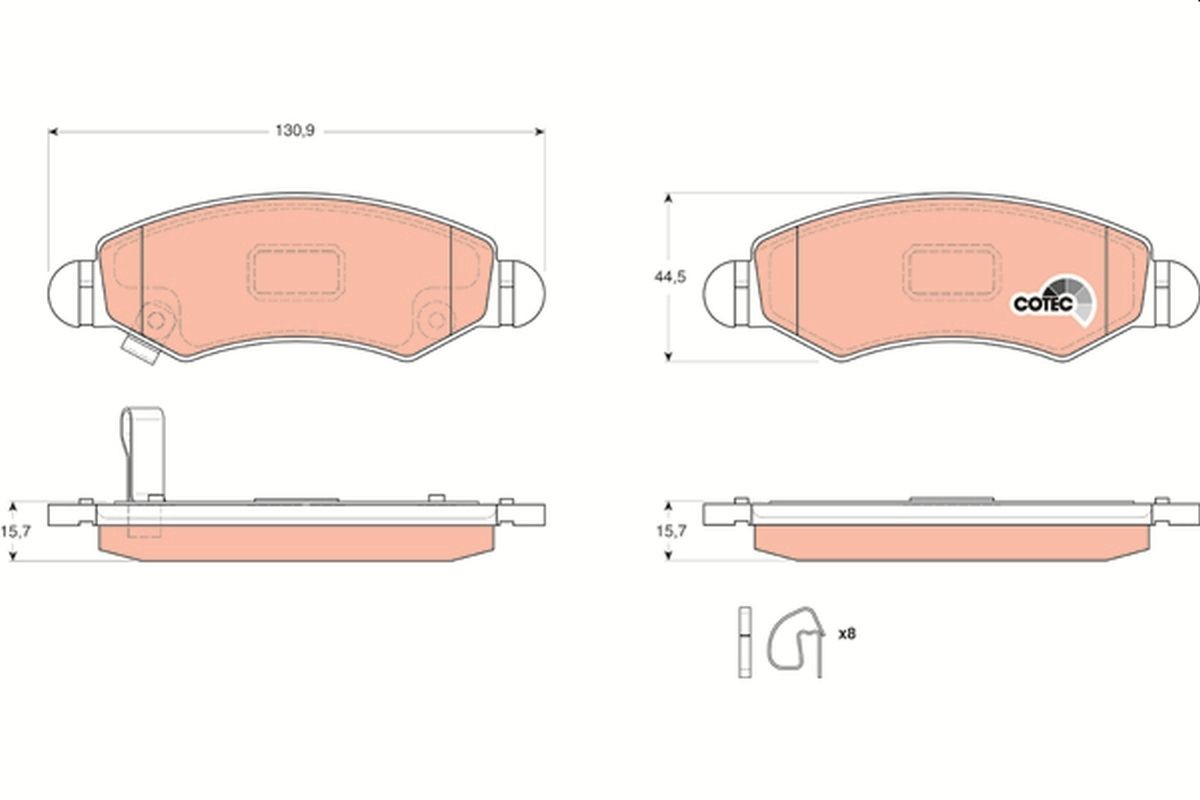 Pastilhas de travão TRW GDB3363 TRW COTEC GDB3363 Pastilhas SUZUKI IGNIS 2007