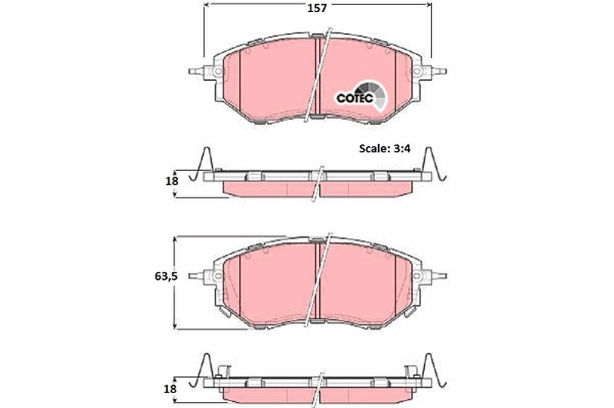 TRW Brake pad set GDB3372 Subaru LEGACY TRW brake pads GDB3372