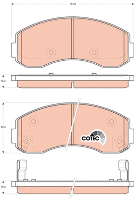 Bremseklosser TRW GDB3434 TRW COTEC GDB3434: Bremsebelegg Kia K2500 2016