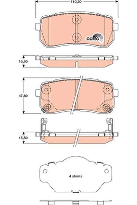 TRW Kit pastiglie freni GDB3449 TRW GDB3449 Kit pastiglie freni KIA Carnival / Grand Carnival II (VQ) 2.7 V6 189 CV 2015