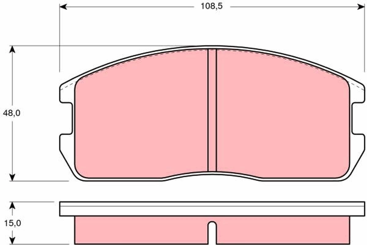TRW Piduriklotsid GDB365 TRW GDB365 Piduriklotsid MITSUBISHI Colt II (C10) 1.5 GLX (C12A) 70 hj 1985
