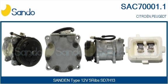 SANDO Kondicioniera kompresors SAC70001.1 Kondicioniera kompresors PEUGEOT SANDO SAC70001.1