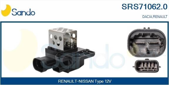 SANDO Esivastus, sähkömoottori-jäähdytystuuletin SRS71062.0 SRS71062.0 SANDO Lämmityslaitteen puhaltimen vastus Renault Symbol hinta