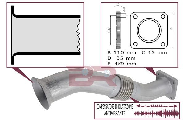 BOTTO RICAMBI Voorpijp BRM7078 BRM7078 Uitlaat TOYOTA LAND CRUISER BOTTO RICAMBI