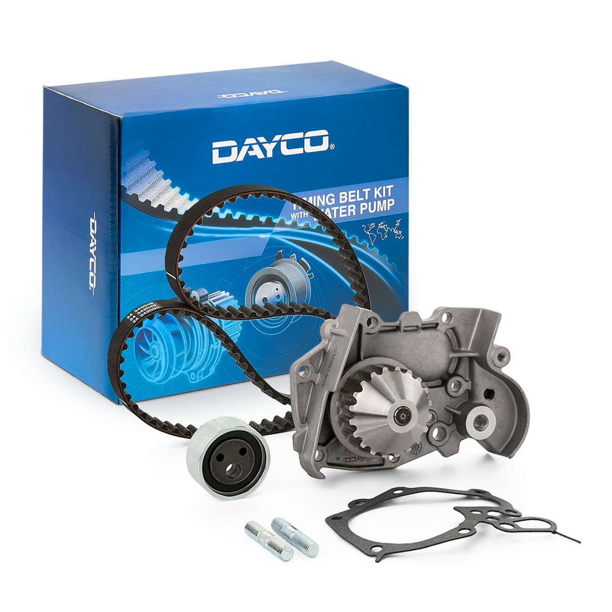 DAYCO Registerreimsett med vannpumpe KTBWP1062 DAYCO KTBWP1062 Registerreimsett med vannpumpe RENAULT Rapid Van (F40, G40) 1.0 37 hk 1986