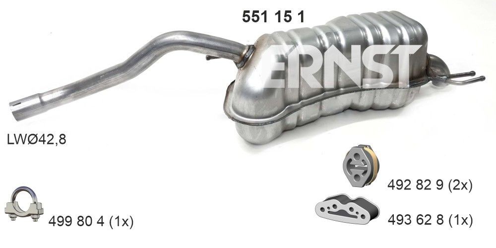 ERNST Bakre ljuddämpare 551151 551151 ERNST ljuddämpare OPEL SIGNUM
