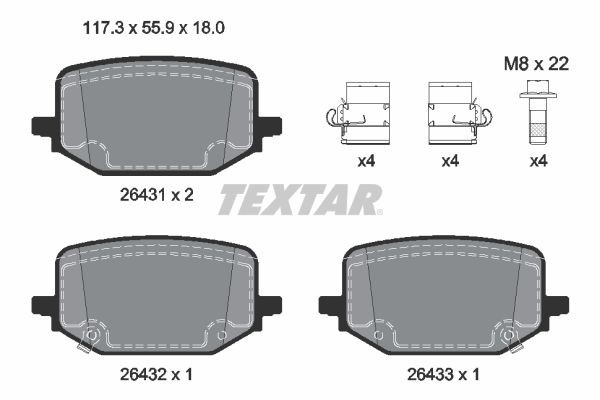TEXTAR Bremsbeläge 2643102 TEXTAR 2643102 Kfz-Bremsen FORD USA Explorer Mk6 (U625) 2023