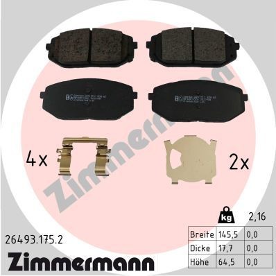 ZIMMERMANN Bromsbelägg 26493.175.2 Byta Bromsbelägg HYUNDAI Ioniq 5 (NE) kostnad ZIMMERMANN 26493.175.2